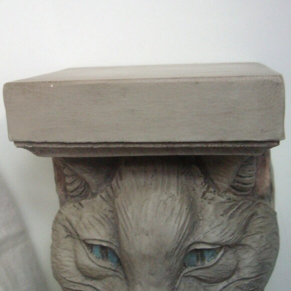 Artist TELLE M. STEIN Blue-Eyed Cat Feline Face 3D Wall Shelf Whimsical Decor - Picture 6 of 11